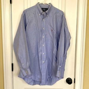 Ralph Lauren YARMOUTH Oxford Plaid Blue Long Sleeve Men's Shirt 100% Cotton!